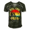 Reel Cool Papa Funny Fishing Fathers Day Men's Short Sleeve V-neck 3D Print Retro Tshirt Forest