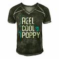 Reel Cool Poppy Fishing Fathers Day Gift Fisherman Poppy Men's Short Sleeve V-neck 3D Print Retro Tshirt Forest