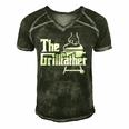 The Grillfather Pitmaster Bbq Lover Smoker Grilling Dad Men's Short Sleeve V-neck 3D Print Retro Tshirt Forest