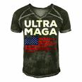 Ultra Maga Proud American Distressed Flag Patriotic Gift Men's Short Sleeve V-neck 3D Print Retro Tshirt Forest