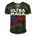 Ultra Maga Proud American Distressed Flag Patriotic Men's Short Sleeve V-neck 3D Print Retro Tshirt Forest