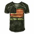 Ultra Maga United State Flag Men's Short Sleeve V-neck 3D Print Retro Tshirt Forest