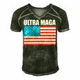 Ultra Maga Us Flag Men's Short Sleeve V-neck 3D Print Retro Tshirt Forest