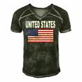 United States Flag Cool Usa American Flags Top Tee Men's Short Sleeve V-neck 3D Print Retro Tshirt Forest