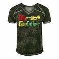 Vintage The Jazzfather Happy Fathers Day Trumpet Player Men's Short Sleeve V-neck 3D Print Retro Tshirt Forest