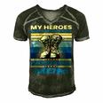 Vintage Veteran Mom My Heroes Dont Wear Capes Army Boots T-Shirt Men's Short Sleeve V-neck 3D Print Retro Tshirt Forest