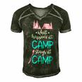 What Happens At Camp Stays At Camp Shirt Kids Camping Pink Men's Short Sleeve V-neck 3D Print Retro Tshirt Forest