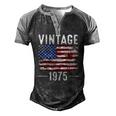 47Th Birthday Usa Flag Vintage American Flag 1975 Birthday Men's Henley Raglan T-Shirt Black Grey