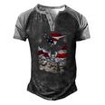 4Th Of July American Bald Eagle Mount Rushmore Merica Flag Men's Henley Raglan T-Shirt Black Grey