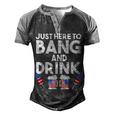 4Th Of July Drinking And Fireworks Just Here To Bang & Drink Men's Henley Shirt Raglan Sleeve 3D Print T-shirt Black Grey