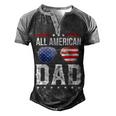 All American Dad 4Th Of July Us Patriotic Pride V2 Men's Henley Shirt Raglan Sleeve 3D Print T-shirt Black Grey