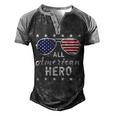 All American Hero Dad 4Th Of July Sunglasses Fathers Day Men's Henley Shirt Raglan Sleeve 3D Print T-shirt Black Grey