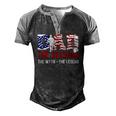 American Veteran Grandpa Dad Veteran Myth Legend Men's Henley Raglan T-Shirt Black Grey