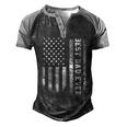 Best Dad Ever Flag American Fathers Day For Dad Son Men's Henley Raglan T-Shirt Black Grey