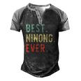 Best Ninong Ever Cool Vintage Fathers Day Men's Henley Raglan T-Shirt Black Grey