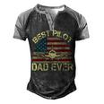 Best Pilot Dad Ever Fathers Day American Flag 4Th Of July Men's Henley Shirt Raglan Sleeve 3D Print T-shirt Black Grey