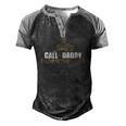 Call Of Daddy Parenting Ops Gamer Dads Fathers Day Men's Henley Raglan T-Shirt Black Grey
