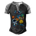 Dad Outer Space Astronaut For Fathers Day Men's Henley Raglan T-Shirt Black Grey