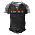 Daddy Gay Pride Month Lgbtq Fathers Day Rainbow Flag Queer Men's Henley Raglan T-Shirt Black Grey