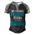 Dedushka Grandpa Fishing Gift My Favorite Fishing Buddy Calls Me Dedushka Men's Henley Shirt Raglan Sleeve 3D Print T-shirt Black Grey
