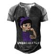 Epilepsy Warrior Strong Women With Purple Ribbon For Epilepsy Awareness Purple Ribbon Men's Henley Shirt Raglan Sleeve 3D Print T-shirt Black Grey