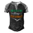 Falconer Falcon Hunter Hunting Hawking Eat Sleep Falconry Men's Henley Raglan T-Shirt Black Grey