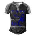 Fasd Mom Most People Never Meet Their Hero I Raised Mine Blue And Grey Ribbon Fetal Alcohol Spectrum Disorder Fetal Alcohol Spectrum Disorder Awareness Men's Henley Shirt Raglan Sleeve 3D Print T-shirt Black Grey