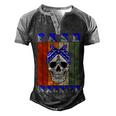 Fasd Warrior Skull Women Vintage Blue And Grey Ribbon Fetal Alcohol Spectrum Disorder Fetal Alcohol Spectrum Disorder Awareness Men's Henley Shirt Raglan Sleeve 3D Print T-shirt Black Grey