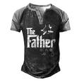 Mens The Father First Time Fathers Day New Dad Men's Henley Raglan T-Shirt Black Grey