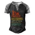 Father Husband Garage Drinker Vintage Mechanic Dad Handyman Men's Henley Raglan T-Shirt Black Grey