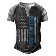 Fathers Day Best Dad Ever With Us American Flag V2 Men's Henley Raglan T-Shirt Black Grey