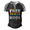 Free Dad Hugs Rainbow Lgbt Pride Fathers Day Men's Henley Raglan T-Shirt Black Grey