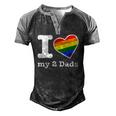 Gay Dads I Love My 2 Dads With Rainbow Heart Men's Henley Raglan T-Shirt Black Grey