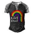 Girl Dad Outfit For Fathers Day Lgbt Gay Pride Rainbow Flag Men's Henley Raglan T-Shirt Black Grey