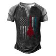 Guitar Music Musician 4Th Of July American Flag Usa America Men's Henley Raglan T-Shirt Black Grey