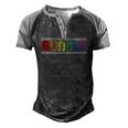 Mens Guncle Gay Uncle Lgbt Pride Flag Men's Henley Raglan T-Shirt Black Grey
