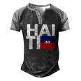 Haiti Flag Haiti Nationalist Haitian Men's Henley Raglan T-Shirt Black Grey