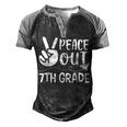 Happy Last Day Of School Retro Peace Out 7Th Grade Men's Henley Raglan T-Shirt Black Grey