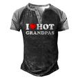 I Heart Hot Grandpas I Love Hot Grandpas Men's Henley Raglan T-Shirt Black Grey