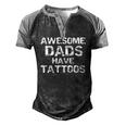 Hipster Fathers Day Awesome Dads Have Tattoos Men's Henley Raglan T-Shirt Black Grey