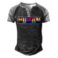 Human Lgbt Flag Gay Pride Month Transgender Men's Henley Raglan T-Shirt Black Grey