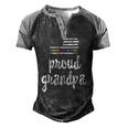Lgbt Pride American Flag Proud Grandpa 4Th Of July Men's Henley Raglan T-Shirt Black Grey