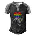 Lgbt Pride Daddy Owl Rainbow Free Dad Hugs Fathers Day Men's Henley Raglan T-Shirt Black Grey