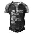 Mens Loan Officer Husband Daddy Protector Hero Fathers Day Dad Men's Henley Raglan T-Shirt Black Grey