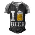 Mens I Love Beer Drinking Oktoberfest Lager Ale Party Men's Henley Raglan T-Shirt Black Grey