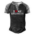 I Love My Engineer Mechanic Machinist Men's Henley Raglan T-Shirt Black Grey