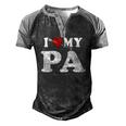 I Love My Pa With Heart Fathers Day Wear For Kid Boy Girl Men's Henley Raglan T-Shirt Black Grey