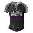 Love Wins Lgbt Asexual Gay Pride Flag Colors Men's Henley Raglan T-Shirt Black Grey