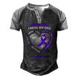 In Memory Dad Purple Alzheimers Awareness Men's Henley Raglan T-Shirt Black Grey