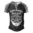 Mens Awesome Dads Have Tattoos And Beards Fathers Day V3 Men's Henley Shirt Raglan Sleeve 3D Print T-shirt Black Grey